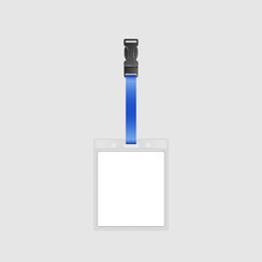 Realistic lanyard id badge for identification and access to events. Security and control element