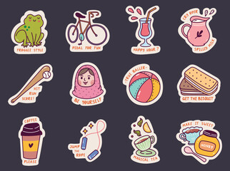 Set of Cute Sticker Doodle