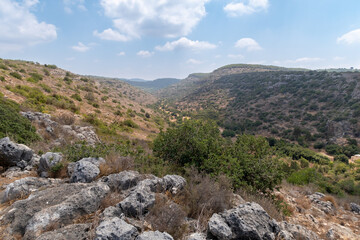 Mountain  nature in the national reserve - Nahal Mearot Nature Preserve, near Haifa, in northern Israel