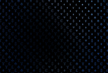 Dark blue vector cover with symbols of gamble.