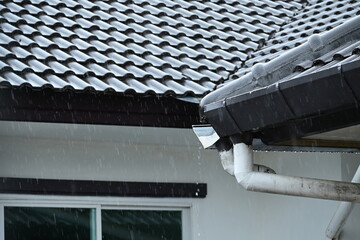 gray roof of house residential with rain