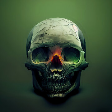 Evil skull on a green background