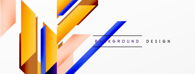 Minimal geometric abstract background. Dynamic 3d lines composition. Trendy techno business template for wallpaper, banner, background or landing