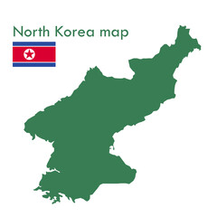 Map-Green North Korea map with national flag.