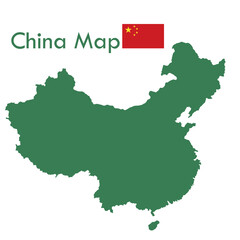 Map-Green China map with national flag
