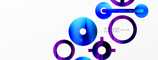 Minimal geometric abstract background. Circle, line and round shapes design. Trendy techno business template for wallpaper, banner, background or landing