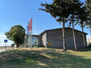 Fototapeta na wymiar Memorial Centre of Homeland War Vukovar - The Memorial Home Ovcara, Croatia (Memorijalni centar domovinskog rata Vukovar - Spomen dom Ovčara, Hrvatska)