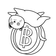 doodle cat and coin