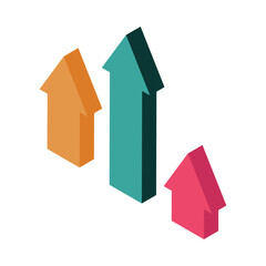 isometric financial growth arrows