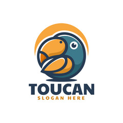 Vector Logo Illustration Toucan Simple Mascot Style.