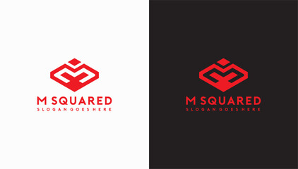 M squared letter industry business logo vector image