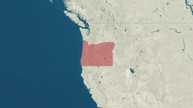 Zoom in to the map of Oregon with text, textless
