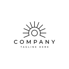 sunrise in the horizon line logo design