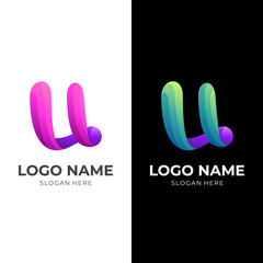 letter u logo template with 3d colorful style