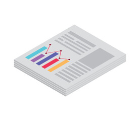 isometric paperwork with statistics