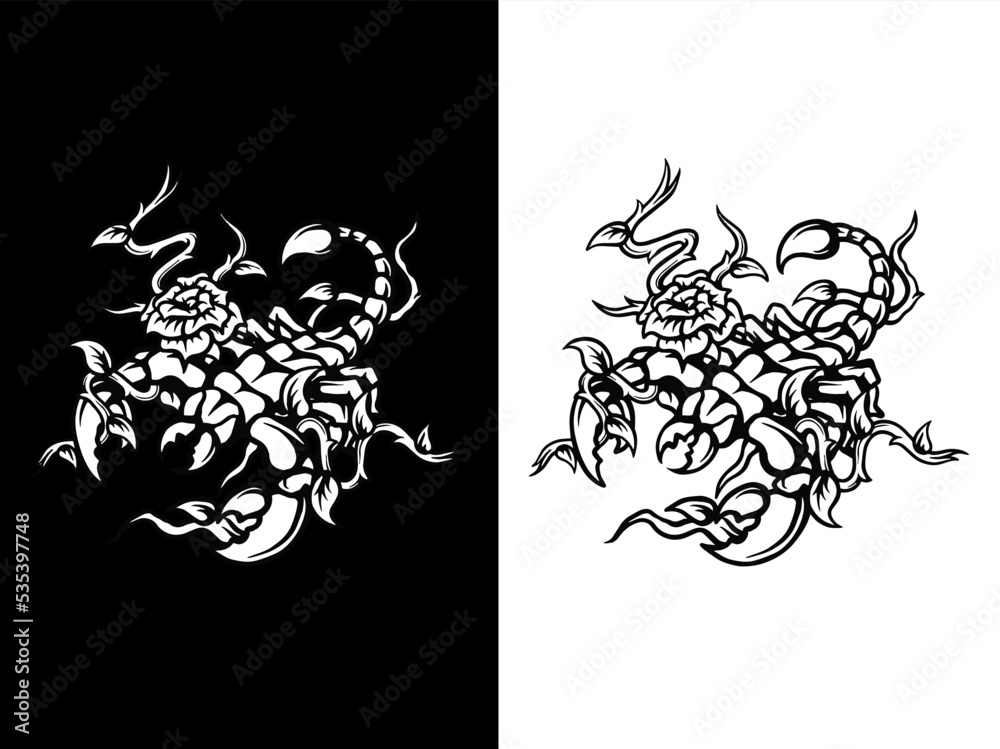 Wall mural vintage scorpion tattoo illustration