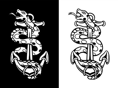 Vintage snake tattoo illustration