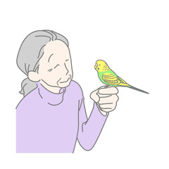 笑顔の★と手乗りのセキセイインコ　アニマルセラピー　癒し　ペット