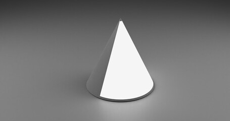 Abstract 3D Render gray Background With white light Emission Cone 8K High Resolution JPEG