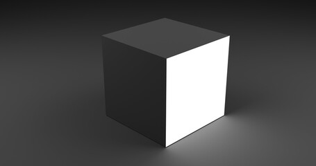 Abstract 3D Render gray Background With white light Emission Cube 8K High Resolution JPEG