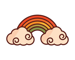 rainbow and clouds cartoon retro
