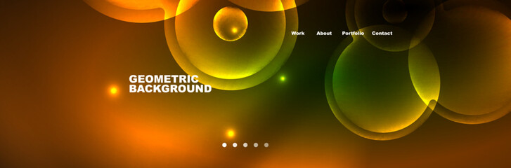 Neon glowing bubbles, circles magic energy space light concept, abstract background wallpaper design
