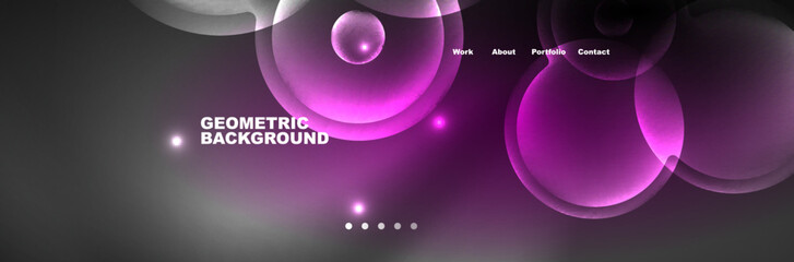 Neon glowing bubbles, circles magic energy space light concept, abstract background wallpaper design