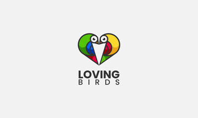 Gradient Modern Loving Birds Logo Design Template