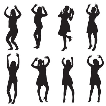 silhouette of a woman dancing. Silhouettes of sexy beautiful women dancing