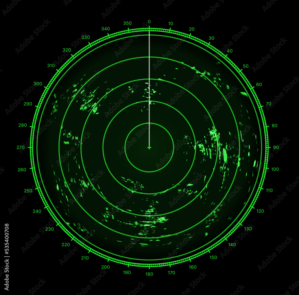 Poster Ship radar or sonar screen, military target and aim scan circle, vector digital HUD technology. Ship sonar or signal radar scanner with location map monitor, submarine detection radar display