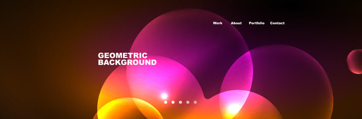 Neon glowing bubbles, circles magic energy space light concept, abstract background wallpaper design