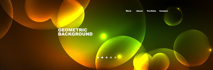 Neon glowing bubbles, circles magic energy space light concept, abstract background wallpaper design