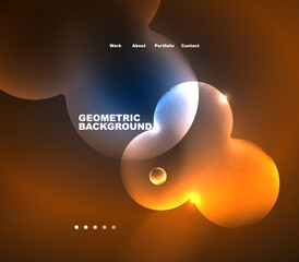 Neon glowing bubbles, circles magic energy space light concept, abstract background wallpaper design
