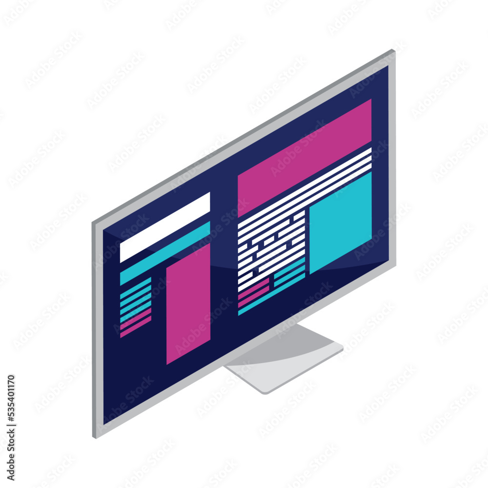 Sticker isometric computer development coding