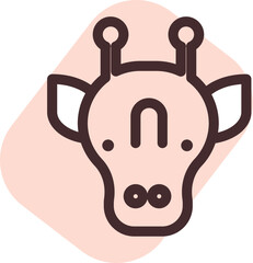 Brown giraffe head, illustration, vector on a white background.