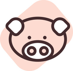 Brown pig head, illustration, vector on a white background.