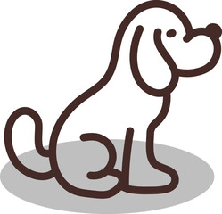 Brown dog sitting, illustration, vector on a white background.