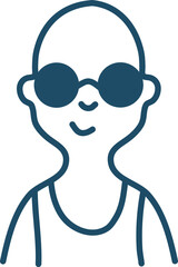 Bald man with sunglasses, illustration, vector on a white background.