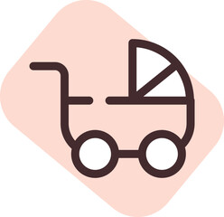 Baby stroller, illustration, vector on a white background.