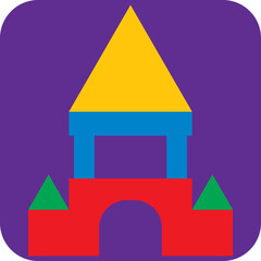 Baby toy blocks castle, illustration, vector on a white background.
