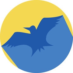 Flying blue bird, illustration, vector on a white background.