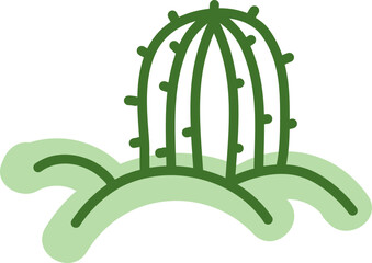 Golden barrel cactus, illustration, vector on a white background.