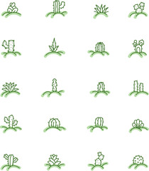 Cactuses and succulents, illustration, vector on a white background.