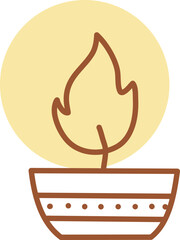 Small candle with big flame, illustration, vector on a white background.
