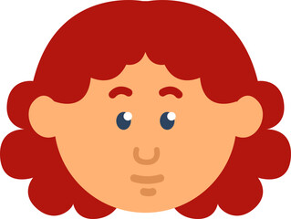 Girl with red curly hair, illustration, vector on a white background.