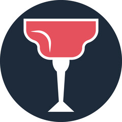 Pink coctail in glass, illustration, vector on a white background.