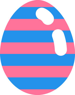 Pink And Blue Egg With Stripes, Illustration, Vector On A White Background.