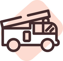 Fire truck, illustration, vector on a white background.