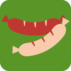 Fried sausages, illustration, vector on a white background.