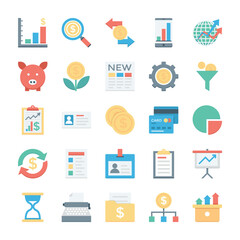 Finance and Payments Colored Vector Icons 